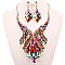 FASHIONABLE GEM CLUSTER RHINESTONE NECKLACE SET SLNBY7572