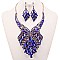 FASHIONABLE GEM CLUSTER RHINESTONE NECKLACE SET SLNBY7572