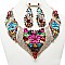 TRENDY V SHAPE RHINESTONE NECKLACE SET SLNBY7575