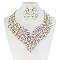 FASHIONABLE FEATHER RHINESTONE NECKLACE SET W/ GEMS SLNBY7853