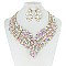 FASHIONABLE FEATHER RHINESTONE NECKLACE SET W/ GEMS SLNBY7853