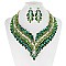 FASHIONABLE FEATHER RHINESTONE NECKLACE SET W/ GEMS SLNBY7853