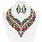 FASHIONABLE FEATHER RHINESTONE NECKLACE SET W/ GEMS SLNBY7853