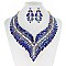 FASHIONABLE FEATHER RHINESTONE NECKLACE SET W/ GEMS SLNBY7853