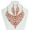 Heavy-Knit RHINESTONE Bib Style NECKLACE With Matching Earrings SET MEZ8188