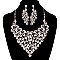 Heavy-Knit RHINESTONE Bib Style NECKLACE With Matching Earrings SET MEZ8188