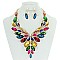 Butterfly Style Bib RHINESTONE NECKLACE With Matching Earrings Set