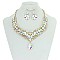 Princess Style Bib RHINESTONE NECKLACE With Large Centered TearDrop SET  MEZ8552