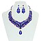 Princess Style Bib RHINESTONE NECKLACE With Large Centered TearDrop SET  MEZ8552