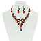 TRENDY FLORAL BIB STONE NECKLACE & ER SET
