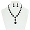 HALO ROUND STONE NECKLACE/ER SET SLNBY8565