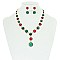HALO ROUND STONE NECKLACE/ER SET SLNBY8565