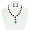 HALO ROUND STONE NECKLACE/ER SET SLNBY8565