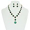 HALO ROUND STONE NECKLACE/ER SET SLNBY8565