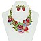 FASHIONABLE LARGE ROSE FLOWER NECKLACE ER SET