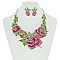 FASHIONABLE LARGE ROSE FLOWER NECKLACE ER SET