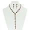 FASHIONABLE OVAL LARIAT STONE NECKLACE/ER SET SLNBY8989
