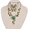 Fashionable Metal with Stones Butterfly and Flowers Necklace and Earrings Set SLNDS55