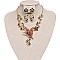 Fashionable Metal with Stones Butterfly and Flowers Necklace and Earrings Set SLNDS55