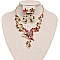 Fashionable Metal with Stones Butterfly and Flowers Necklace and Earrings Set SLNDS55