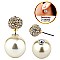 NE0638-LP Freshwater Pearl Rhinestone Back Peekaboo Earring