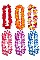 PACK OF 12 CHARMING ASSORTED COLOR HAWAIIAN FLOWER LEIS NECKLACES