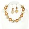 LARGE METALLIC AND SIMULATED PEARLS  ADJUSTABLE NECKLACE EARRING SET