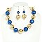 LARGE METALLIC AND SIMULATED PEARLS  ADJUSTABLE NECKLACE EARRING SET