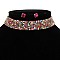 FASHION RHINESTONE WITH 9 LINE CRYSTAL CHOKER NECKLACE AND EARRINGS SET