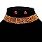 FASHION RHINESTONE WITH 9 LINE CRYSTAL CHOKER NECKLACE AND EARRINGS SET