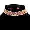 FASHION RHINESTONE WITH 9 LINE CRYSTAL CHOKER NECKLACE AND EARRINGS SET