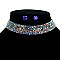 FASHION RHINESTONE WITH 9 LINE CRYSTAL CHOKER NECKLACE AND EARRINGS SET