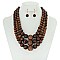 3 LAYERS WOOD BEADS STATEMENT NECKLACE SET MEZNEL316