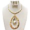 STONE AND METAL TEARDROP HAMMERED METAL NECKLACE SET