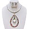 STONE AND METAL TEARDROP HAMMERED METAL NECKLACE SET