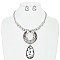 OVAL PENDANT METAL NECKLACE SET