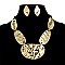 CAPTIVATING HAMMERED METAL OVAL NECKLACE & EARRINGS SET
