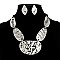 CAPTIVATING HAMMERED METAL OVAL NECKLACE & EARRINGS SET