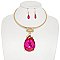 STUNNING GEMSTONE TEARDROP SHAPE CRYSTAL CHARMED CHOKER SET