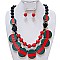 GREEN RED STRIPE NECKLACE SET