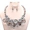 SPIRAL WIRE BEADED STONE NECKLACE SET