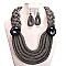 LAYERED BRAIDED WIRE STATEMENT NECKLACE SET