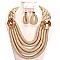 LAYERED BRAIDED WIRE STATEMENT NECKLACE SET
