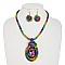 GEM PASTEL RAINBOW STONE NECKLACE W Earrings