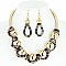 TWISTED CHUNKY BALL RHINESTONE NECKLACE AND EARRINGS SET