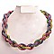 BRAIDED RAINBOW STONE FASHION NECKLACE