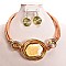 LARGE ACRYLIC GEM WIRE NECKLACE SET SLNEY10896
