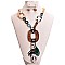 ACRYLIC LEAF METAL WOOD NECKLACE SET