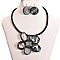 WIRE FLOWER MIXED MEDIA NECKLACE SET