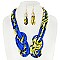 AFRICAN PRINT FABRIC BIB NECKLACE AND EARRINGS SET